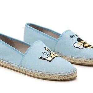 Sam Edelman Light Blue Espadrilles with Crown and Bee Embroidery